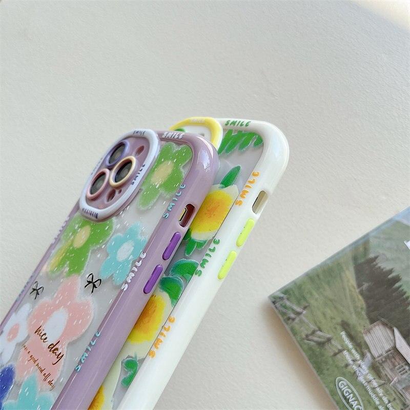 Vintage Leaves Flower Bumper Cute Phone Cases For iPhone 14 Pro Max 11 12 13 Pro Max - Touchy Style .
