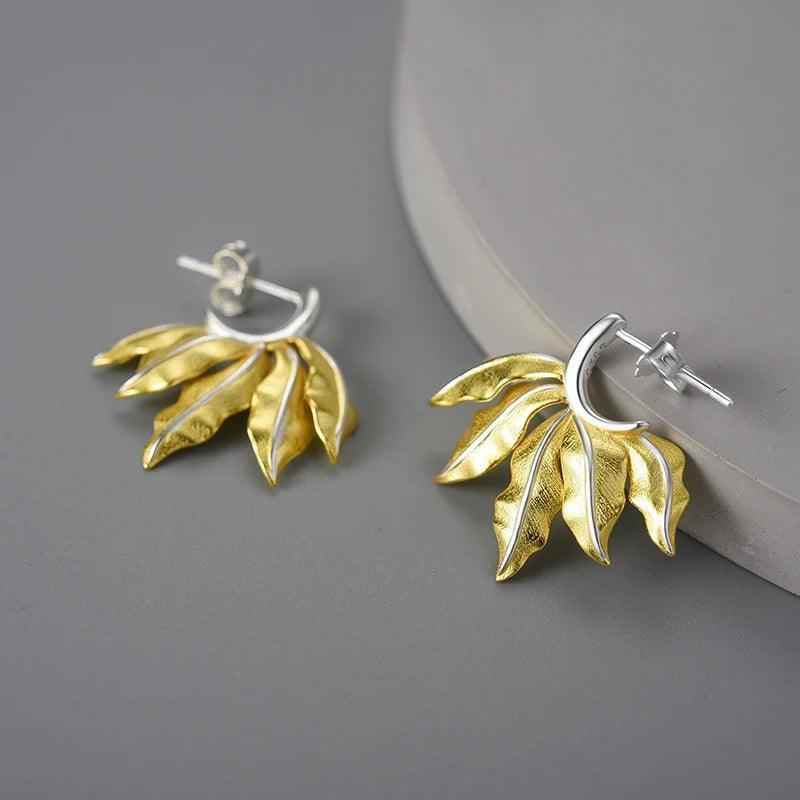Vintage Leaves LFJC0017 Hoop Earring Charm Jewelry 925 Sterling Silver - Touchy Style