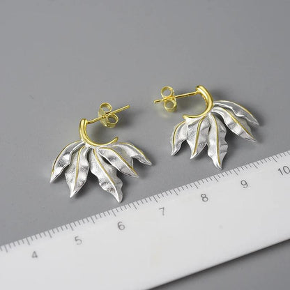 Vintage Leaves LFJC0017 Hoop Earring Charm Jewelry 925 Sterling Silver - Touchy Style .