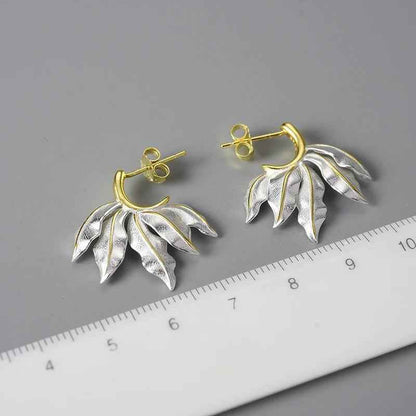 Vintage Leaves LFJC0017 Hoop Earring Charm Jewelry 925 Sterling Silver - Touchy Style .