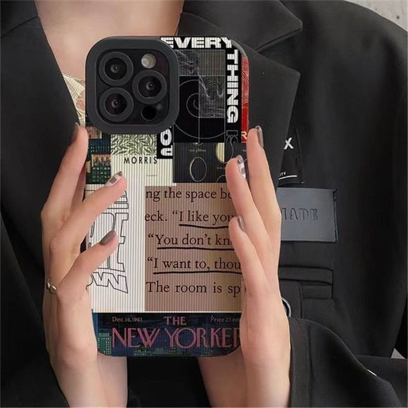 Vintage Letter Label Leather Cute Phone Cases For iPhone 14, 13, 12, 11 Pro, XS Max, Mini, XR, 7, 8 Plus, SE - Touchy Style .