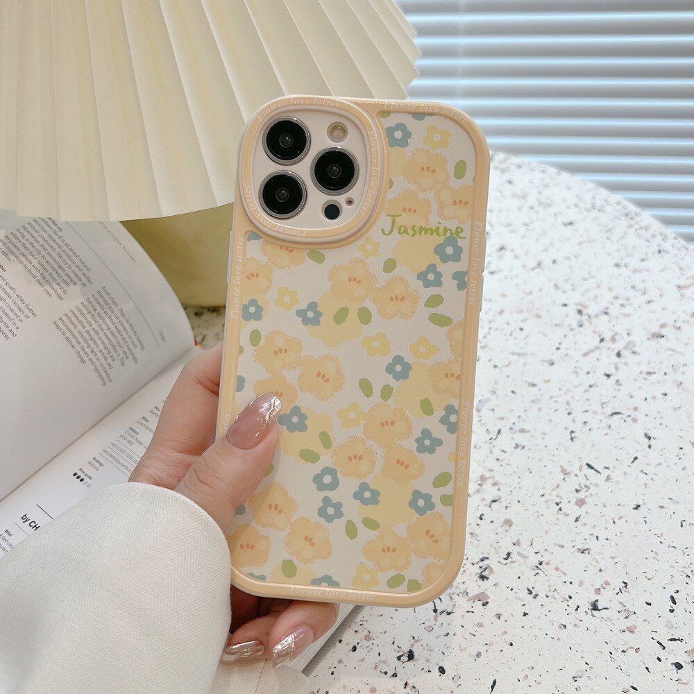 Vintage Sweet Yellow Flowers Phone Cases for iPhone 14, 13, 11, 12, Pro Max, 14 Plus, XR, XS Max, 8 Plus - Touchy Style .