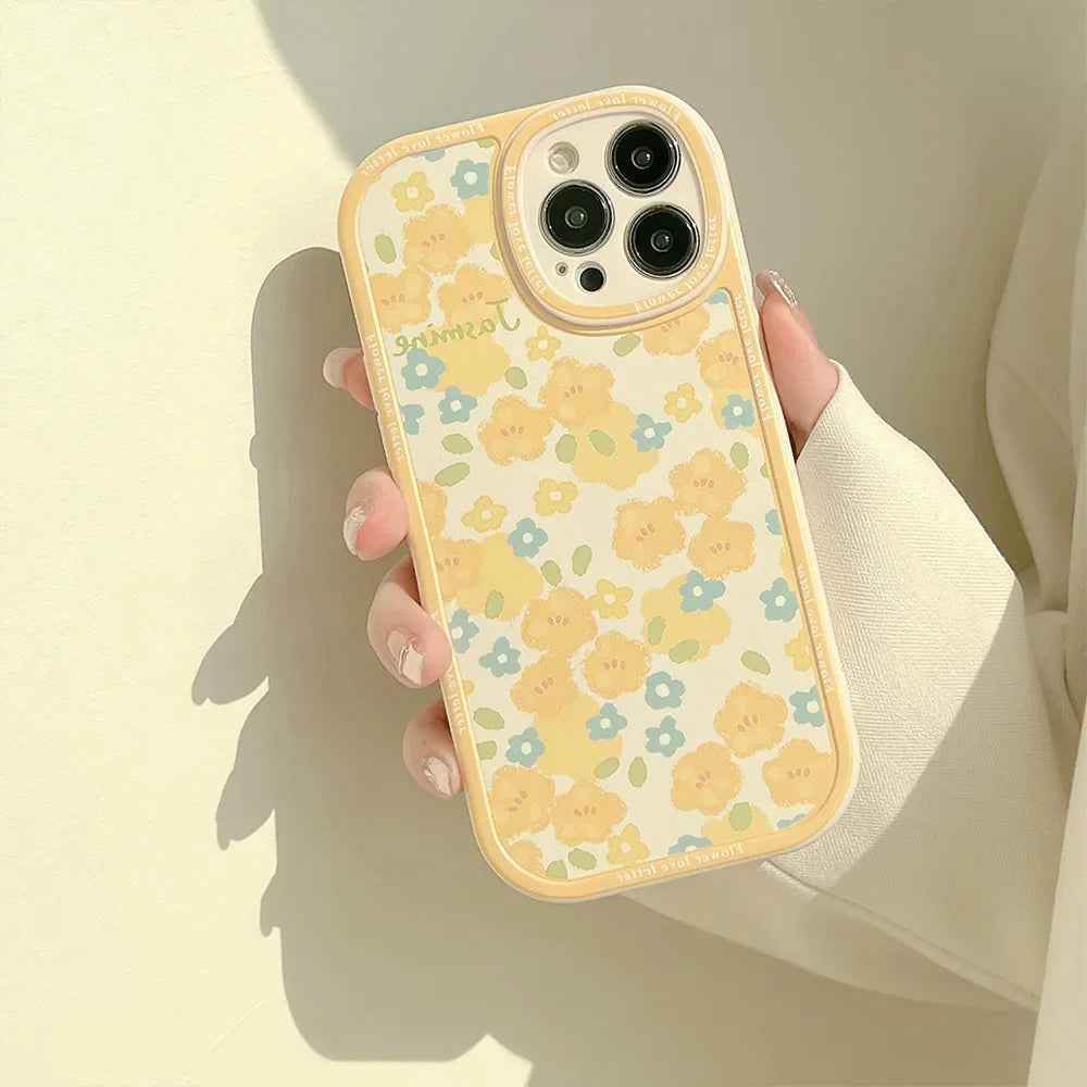 Vintage Sweet Yellow Flowers Phone Cases for iPhone 16, 15, 14, 13, 11, 12, Pro Max, 14 Plus, XR, XS Max, 8 Plus - Touchy Style