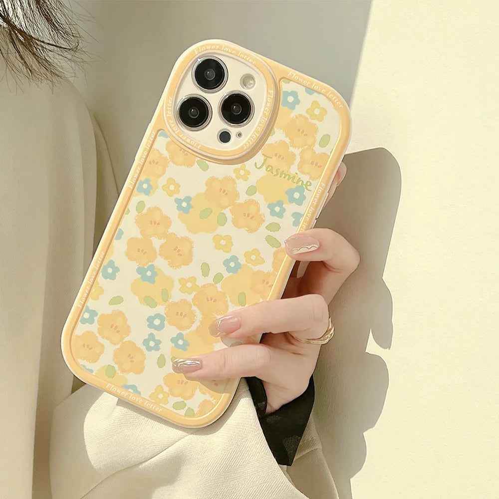 Vintage Sweet Yellow Flowers Phone Cases for iPhone 16, 15, 14, 13, 11, 12, Pro Max, 14 Plus, XR, XS Max, 8 Plus - Touchy Style
