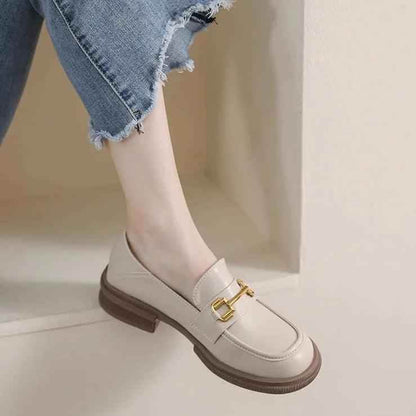 W105-6 Low Heel Outdoor Leather Loafers: Women&