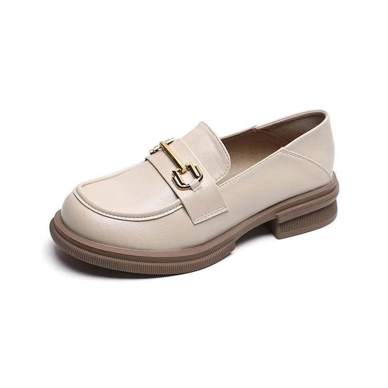 W105-6 Low Heel Outdoor Leather Loafers: Women&