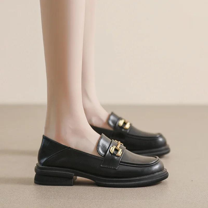 W105-6 Low Heel Outdoor Leather Loafers: Women&
