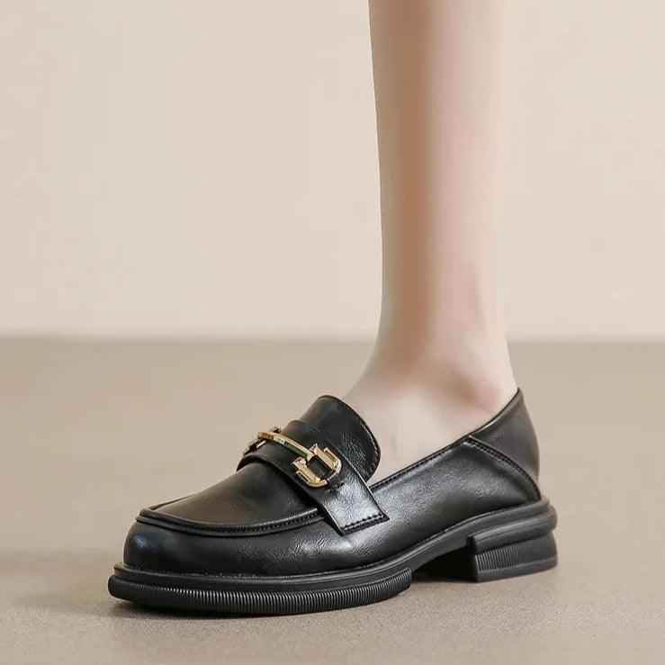 W105-6 Low Heel Outdoor Leather Loafers: Women&