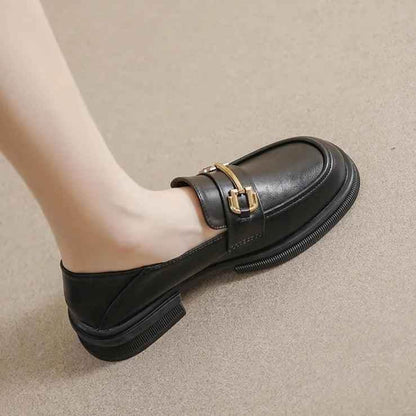 W105-6 Low Heel Outdoor Leather Loafers: Women&