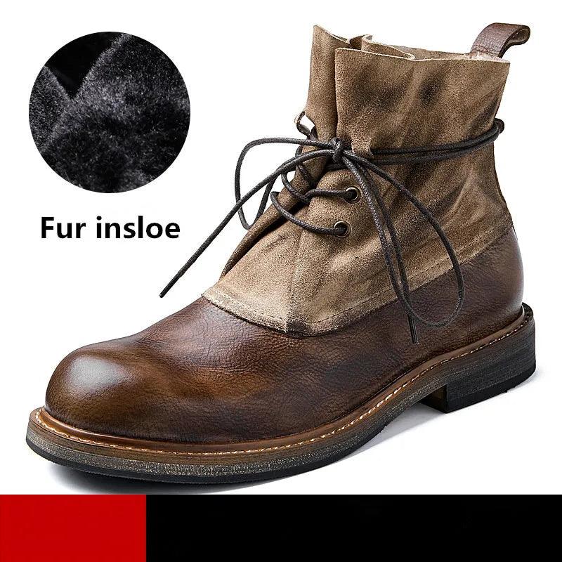 Warm Leather Ankle Boots Men&
