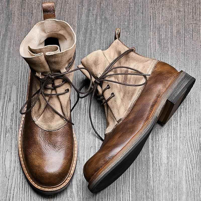 Warm Leather Ankle Boots Men&