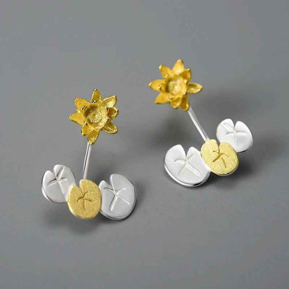 Water Lily Flower LFJA0117 Stud Earring Charm Jewelry 925 Sterling Silver - Touchy Style .