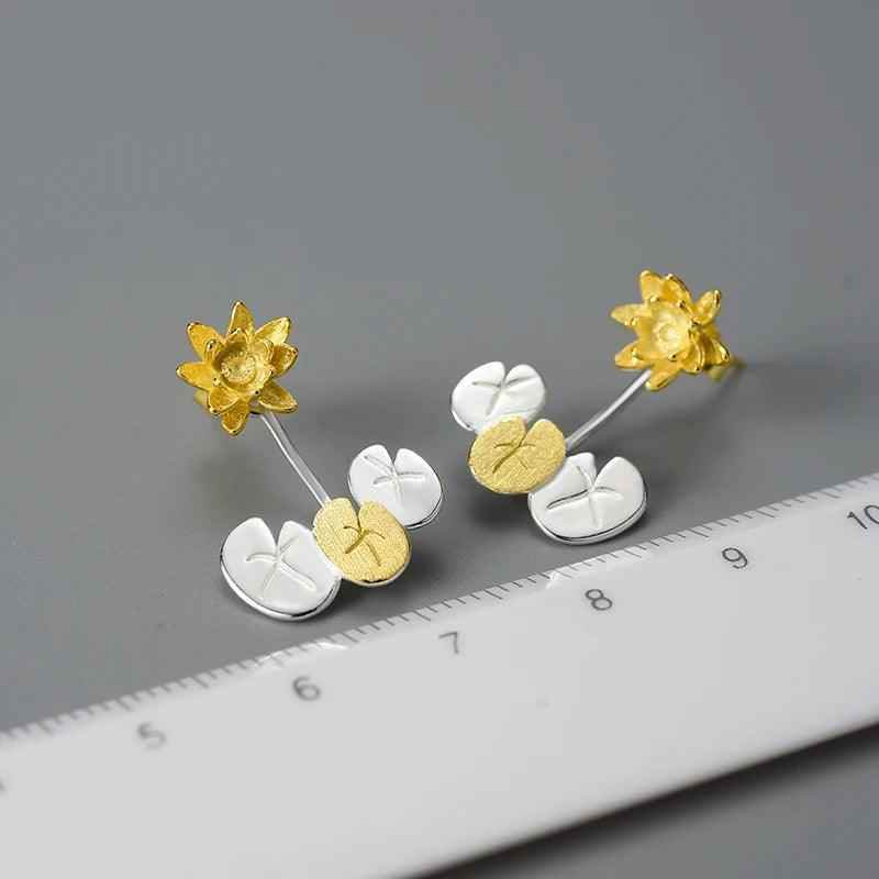 Water Lily Flower LFJA0117 Stud Earring Charm Jewelry 925 Sterling Silver - Touchy Style