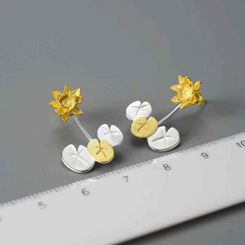 Water Lily Flower LFJA0117 Stud Earring Charm Jewelry 925 Sterling Silver - Touchy Style .