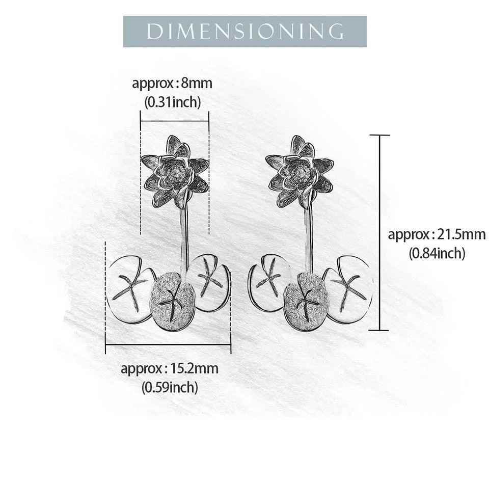 Water Lily Flower LFJA0117 Stud Earring Charm Jewelry 925 Sterling Silver - Touchy Style .