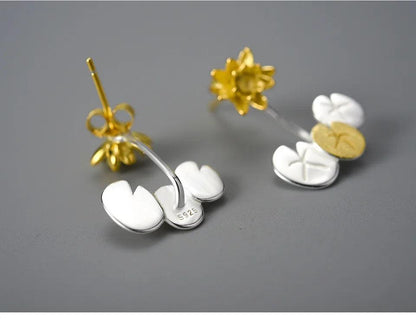 Water Lily Flower LFJA0117 Stud Earring Charm Jewelry 925 Sterling Silver - Touchy Style .