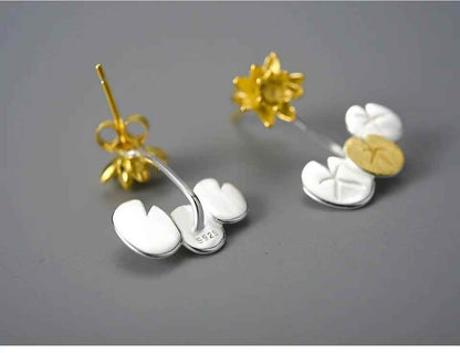 Water Lily Flower LFJA0117 Stud Earring Charm Jewelry 925 Sterling Silver - Touchy Style