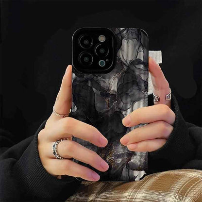 Watercolor Marble Pattern Cute Phone Case for iPhone 15, 14, 13, 12, 11 Pro Max, Mini, 7, 8 Plus, X, XS, XR, SE - Black and White Elegance - Touchy Style