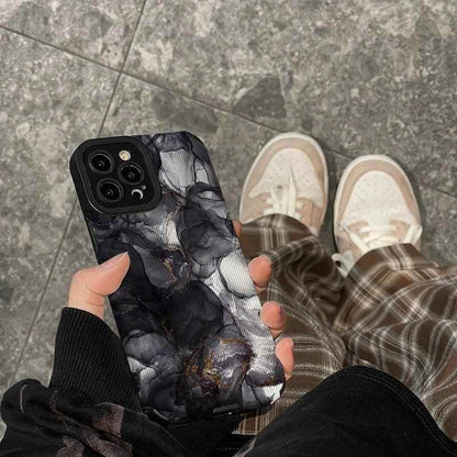 Watercolor Marble Pattern Cute Phone Case for iPhone 15, 14, 13, 12, 11 Pro Max, Mini, 7, 8 Plus, X, XS, XR, SE - Black and White Elegance - Touchy Style