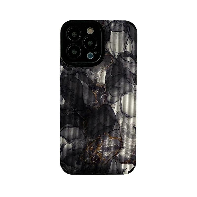 Watercolor Marble Pattern Cute Phone Case for iPhone 15, 14, 13, 12, 11 Pro Max, Mini, 7, 8 Plus, X, XS, XR, SE - Black and White Elegance - Touchy Style .