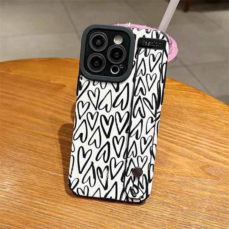 White Cute Graffiti Heart Phone Case for iPhone 14, 13, 12, 11 Pro Max, X, XR, XS Max, 7, 8 Plus, and SE - Touchy Style