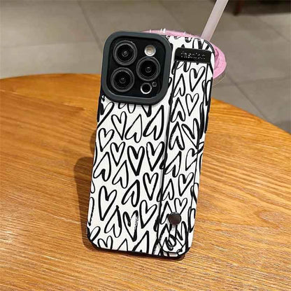 White Cute Graffiti Heart Phone Case for iPhone 14, 13, 12, 11 Pro Max, X, XR, XS Max, 7, 8 Plus, and SE - Touchy Style