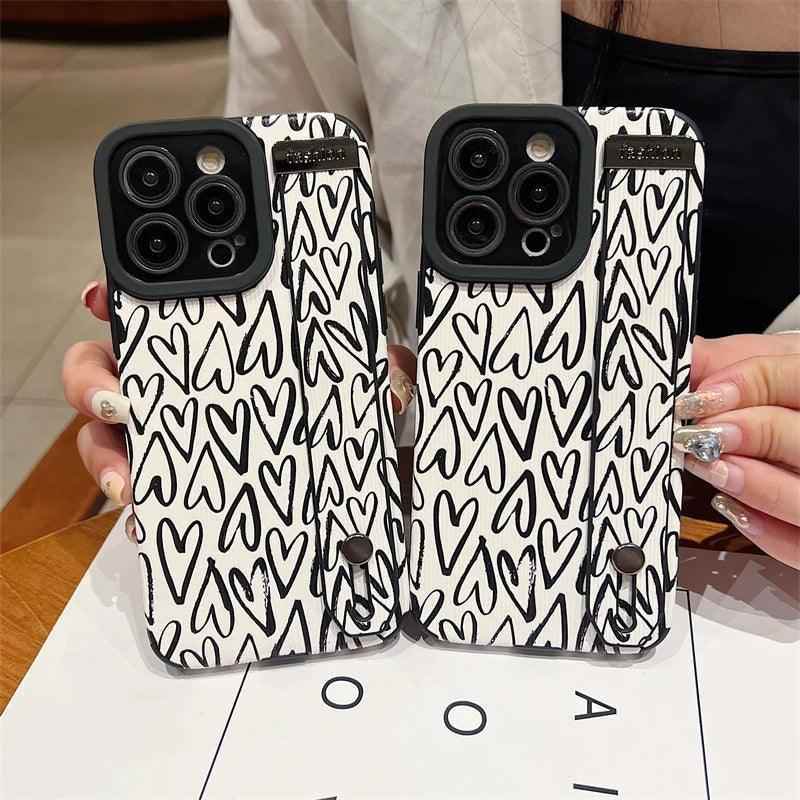 White Cute Graffiti Heart Phone Case for iPhone 14, 13, 12, 11 Pro Max, X, XR, XS Max, 7, 8 Plus, and SE - Touchy Style .