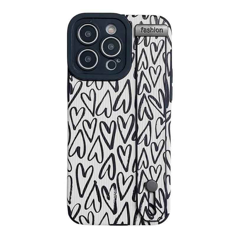 White Cute Graffiti Heart Phone Case for iPhone 14, 13, 12, 11 Pro Max, X, XR, XS Max, 7, 8 Plus, and SE - Touchy Style