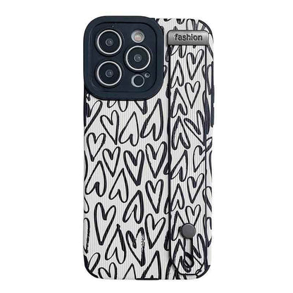 White Cute Graffiti Heart Phone Case for iPhone 14, 13, 12, 11 Pro Max, X, XR, XS Max, 7, 8 Plus, and SE - Touchy Style