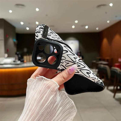 White Cute Graffiti Heart Phone Case for iPhone 14, 13, 12, 11 Pro Max, X, XR, XS Max, 7, 8 Plus, and SE - Touchy Style