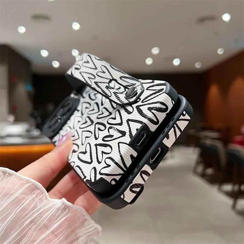 White Cute Graffiti Heart Phone Case for iPhone 14, 13, 12, 11 Pro Max, X, XR, XS Max, 7, 8 Plus, and SE - Touchy Style .