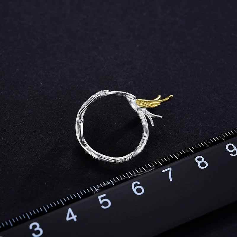 Willow Bird Charm Finger Ring LFJD0159: 925 Sterling Silver Jewelry - Touchy Style .