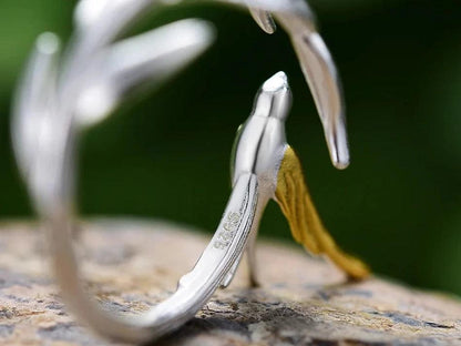 Willow Bird Charm Finger Ring LFJD0159: 925 Sterling Silver Jewelry - Touchy Style .