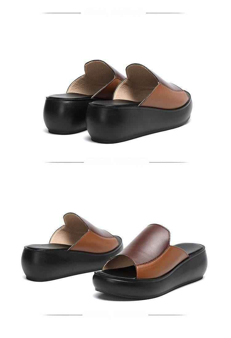 Women's Casual Shoes Flip Flops 2021 Genuine Leather Slipper High Heel Shoes - Touchy Style .