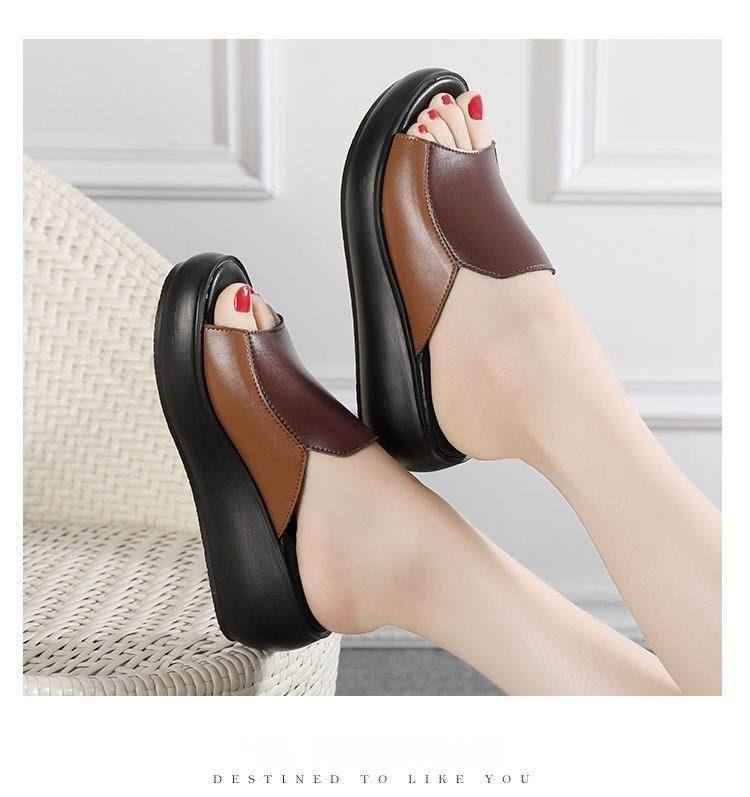 Women's Casual Shoes Flip Flops 2021 Genuine Leather Slipper High Heel Shoes - Touchy Style .