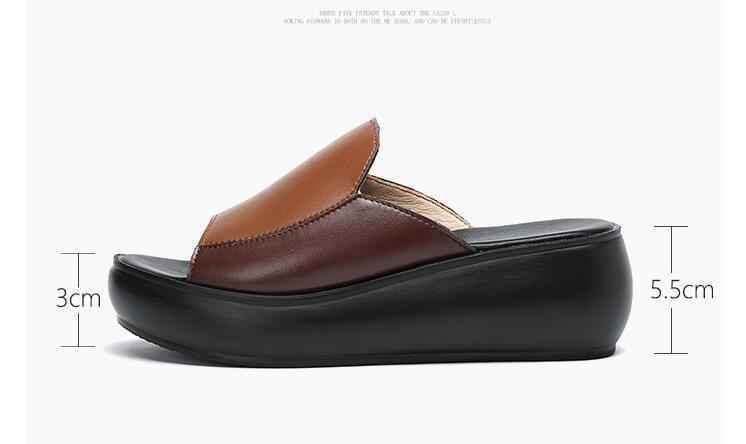 Women's Casual Shoes Flip Flops 2021 Genuine Leather Slipper High Heel Shoes - Touchy Style .