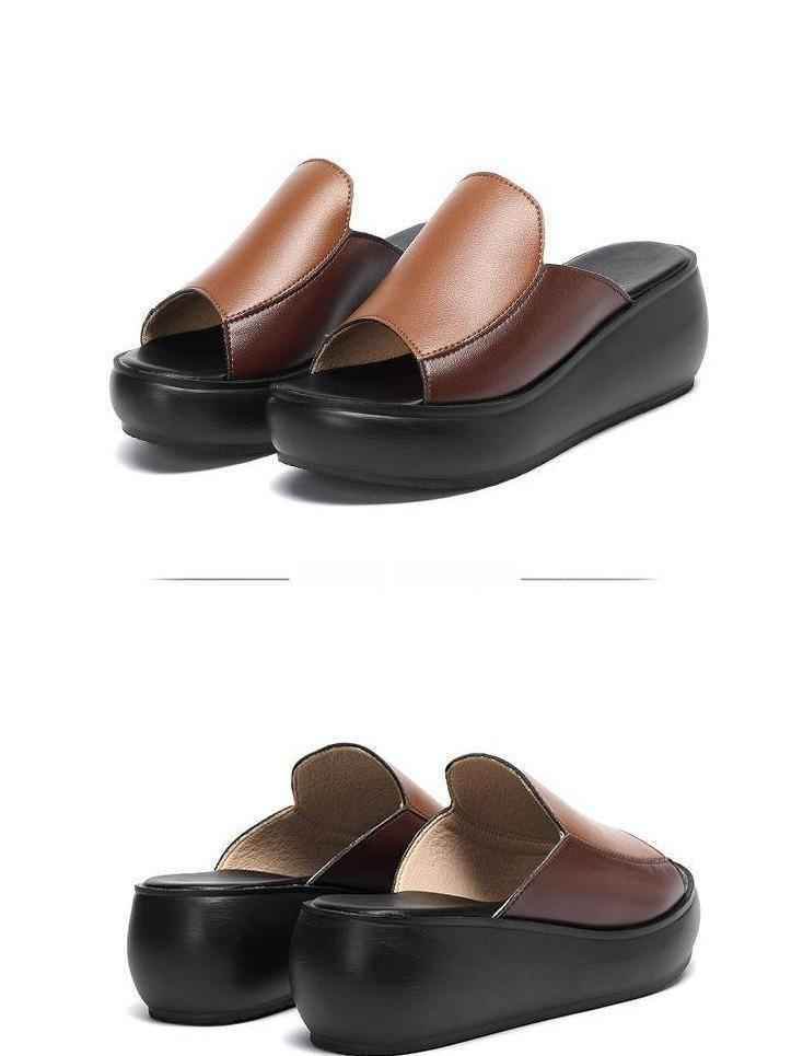 Women's Casual Shoes Flip Flops 2021 Genuine Leather Slipper High Heel Shoes - Touchy Style .