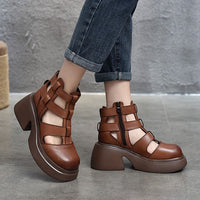 Women's Casual Shoes - Leather Gladiator Sandals, Thick Boots (FC119) - Touchy Style .