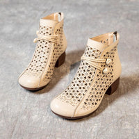 Women's Casual Shoes: RN144 Ankle Boots Leather Mid-Heels Sandals - Touchy Style .