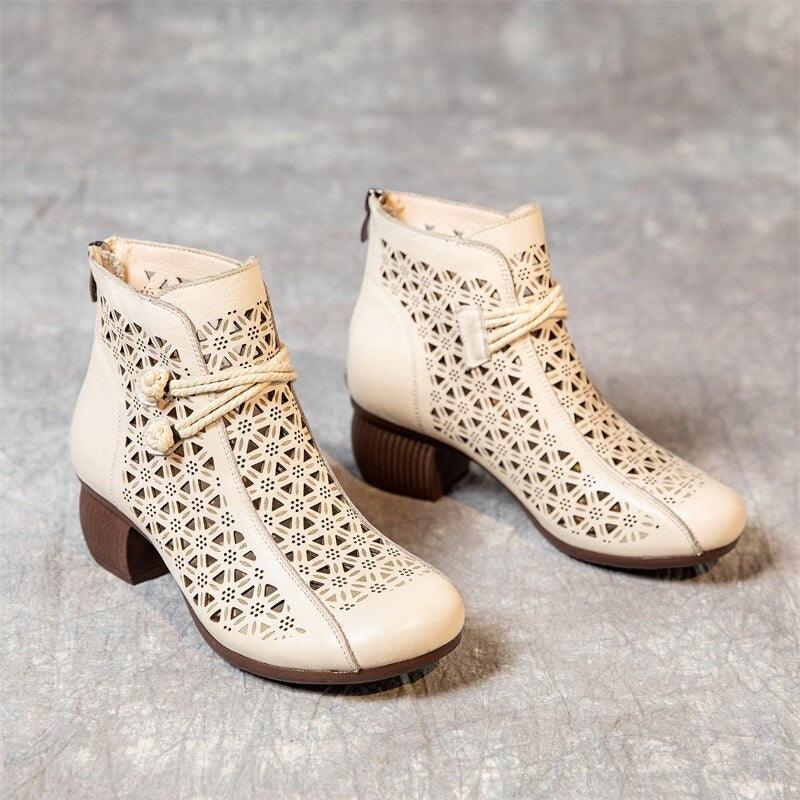 Buy STYLISH LOW HEEL BEIGE SUEDE ANKLE BOOTS for Women Online in India