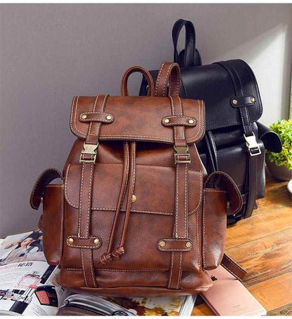 Women's Cool Backpacks Leather Vintage College Backpacks XA480H