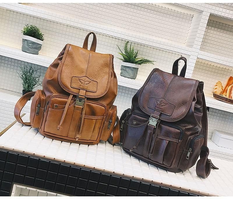 XA50H Vintage Cool Backpack: High-Quality Leather School Bags - Touchy Style .