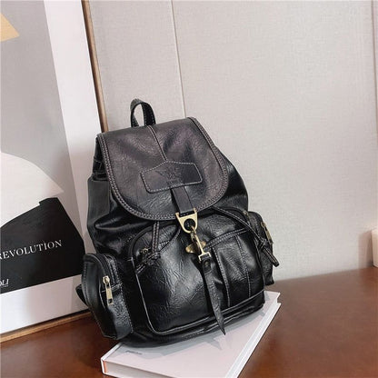 Vintage Women Backpack High Quality Leather School Bags for Teenage Girls Large Drawstring Backpacks Black Brown Rucksack XA50H - Touchy Style .