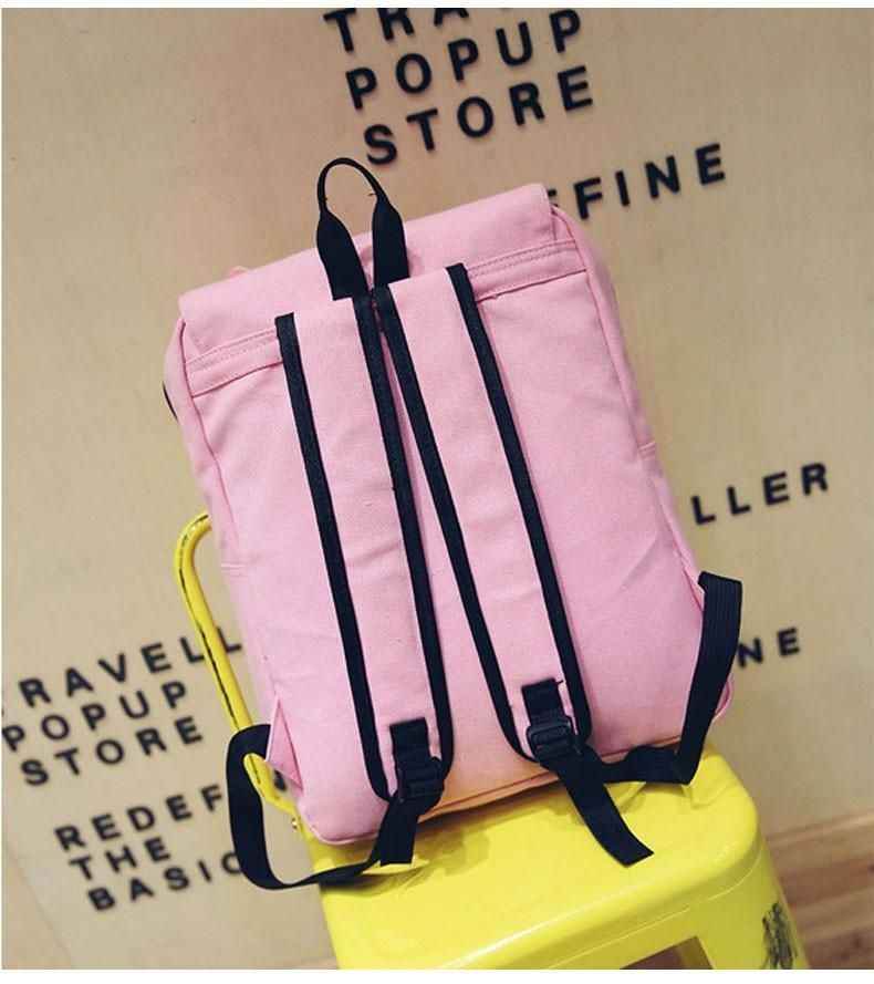 XA909H Canvas Cool Backpack: Cartoon Cat Embroidery School Bag - Touchy Style