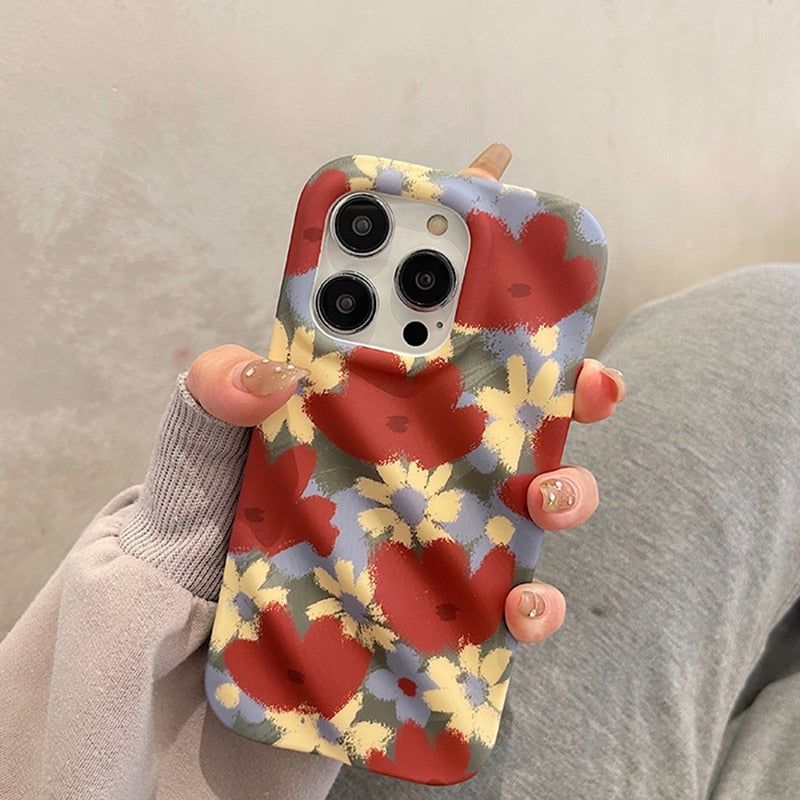 Yellow Flowers Oil Painting Cute Phone Cases For iPhone 13 11 12 14 Pro Max 14 Plus - Touchy Style .