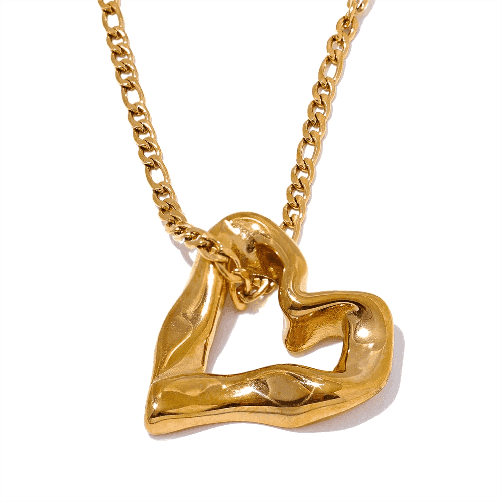 YH3080A Necklace Charm Jewelry - Minimalist Heart Hollow Pendant - Touchy Style