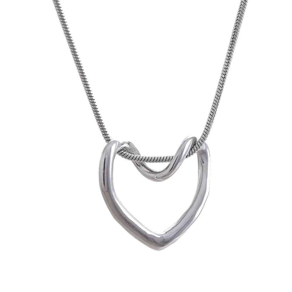 YH998A Necklace Charm Jewelry - Minimalist Stainless Steel Heart Hollow Pendant - Touchy Style