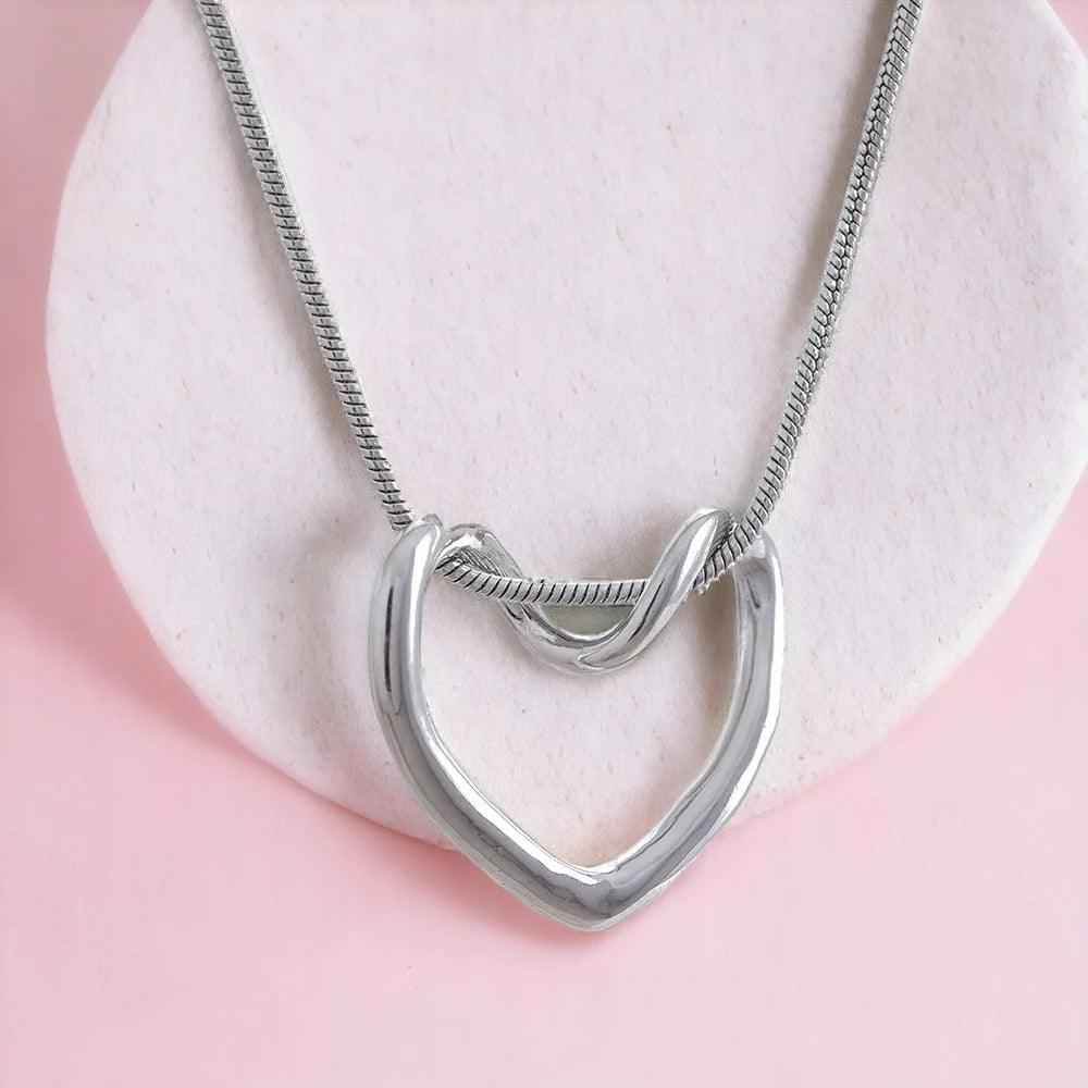 YH998A Necklace Charm Jewelry - Minimalist Stainless Steel Heart Hollow Pendant - Touchy Style