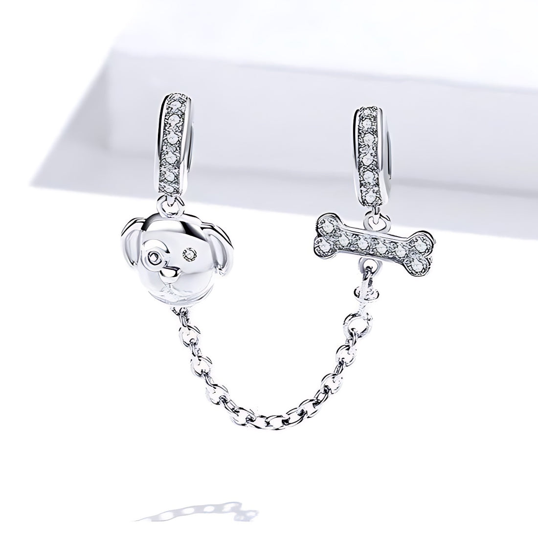 100% 925 Sterling Silver Dog Love Bone Zircon Pendant Charm Jewelry WFS55 Without Chain - Touchy Style .