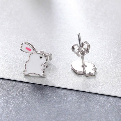 100% 925 Sterling Silver Earrings Charm Jewelry WOS49 Tiny Cartoon Earring - Touchy Style .